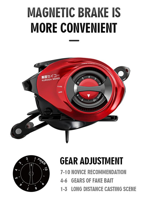 KURODA Baitcasting Reel 10KG Max Drag 18+1BB 7,2:1High Speed Jig Wheel Metal Line Cup Sea Jig Wheel Säga Bass Carp jaoks