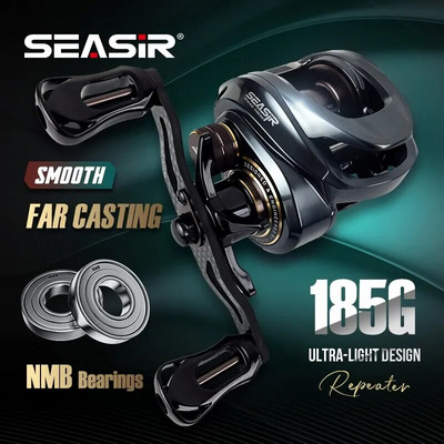 Макара Seasir Repeater Baitcasting Reel UlLight 7.3:1 HS Ratio NMB лагери карбонова дръжка месингово оборудване бобина за морски риболов Snakehead