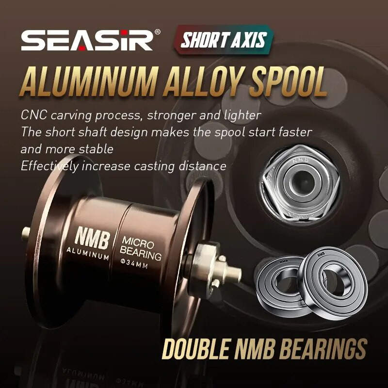 Seasir Repeater Baitcasting Reel UlLight 7,3:1 HS Ratio NMB Ρουλεμάν Λαβή άνθρακα Ορειχάλκινος εξοπλισμός Πηνίο ψαρέματος θαλασσινού νερού Snakehead