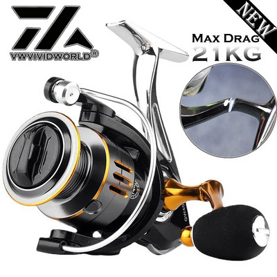 Metāla makšķerēšanas spoles sakausējums zvejas rīku sakausējums spoles sakausējuma pēda Metāla roka Max Drag 21KG 5,2:1 Pārnesumu attiecība Ātrums Spinings karpas Sālsūdens