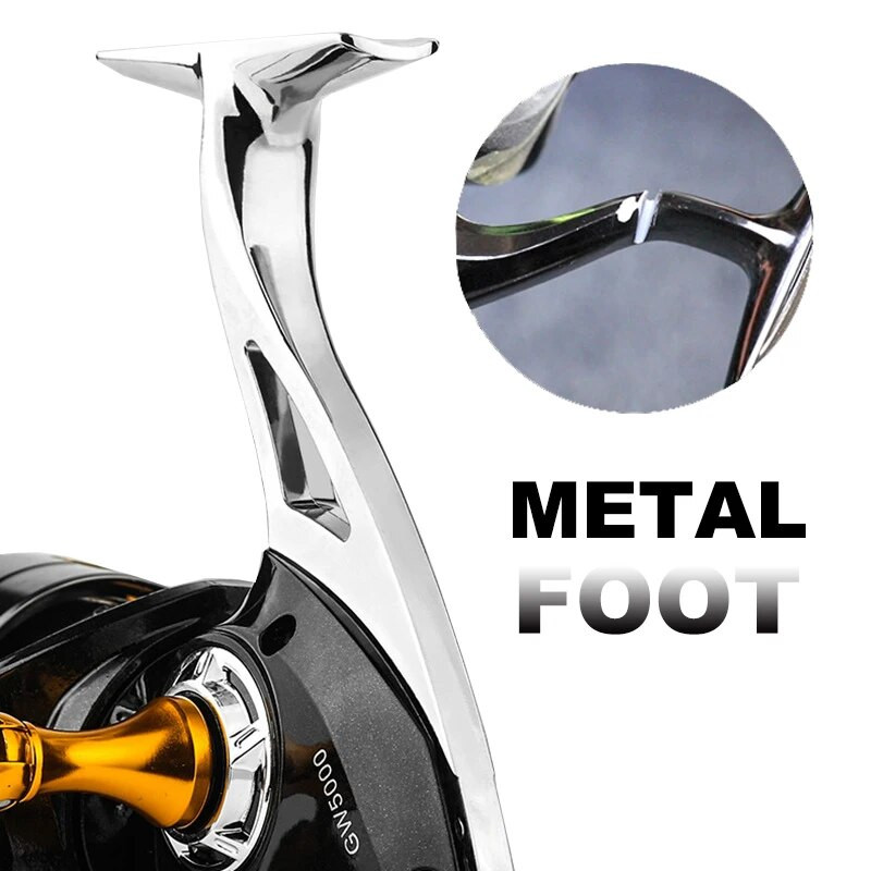Metāla makšķerēšanas spoles sakausējums zvejas rīku sakausējums spoles sakausējuma pēda Metāla roka Max Drag 21KG 5,2:1 Pārnesumu attiecība Ātrums Spinings karpas Sālsūdens