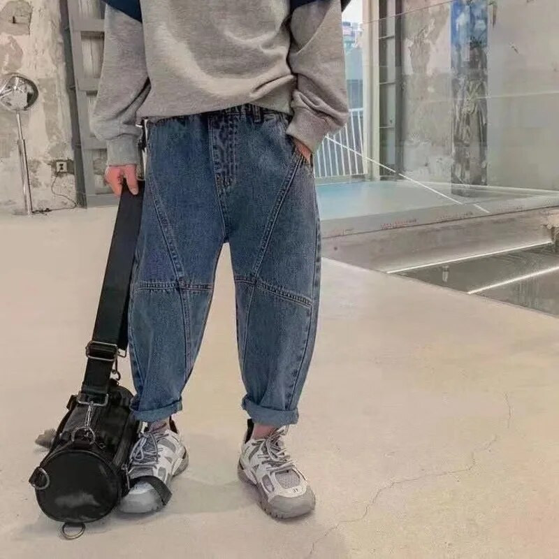 Jauni Džinsi Zēniem Vasaras Apģērbi Bērnu Bikses Pusaudžu Bērnu Apģērbi Zēniem Bērniem Pusaudžiem Bikses Brīvi Ikdienas Džinsi