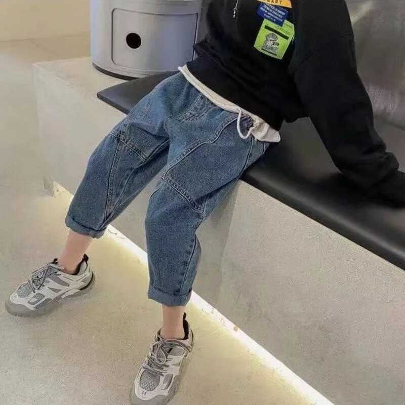 Jauni Džinsi Zēniem Vasaras Apģērbi Bērnu Bikses Pusaudžu Bērnu Apģērbi Zēniem Bērniem Pusaudžiem Bikses Brīvi Ikdienas Džinsi