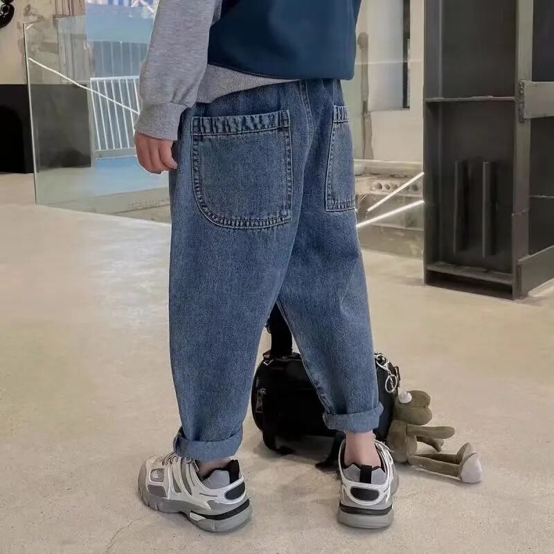 Jauni Džinsi Zēniem Vasaras Apģērbi Bērnu Bikses Pusaudžu Bērnu Apģērbi Zēniem Bērniem Pusaudžiem Bikses Brīvi Ikdienas Džinsi