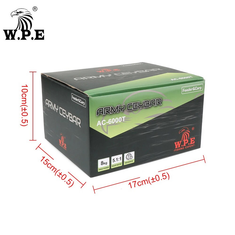 WPE vahelduvvoolu spinningurull 5000/6000 kuullaagrid 7+1 suure ülekandearvuga 5,1:1 karpkala söötja püügirull Full Matel nööri poolivarustus