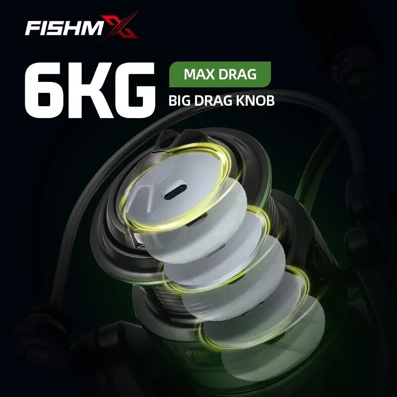 Fishmx Fishing Reel 2000-4000 Spinning Reel Metal Handle Grip Sapre Deep Shallow Spool Max Drag 8KG Reel Fishing Accessories