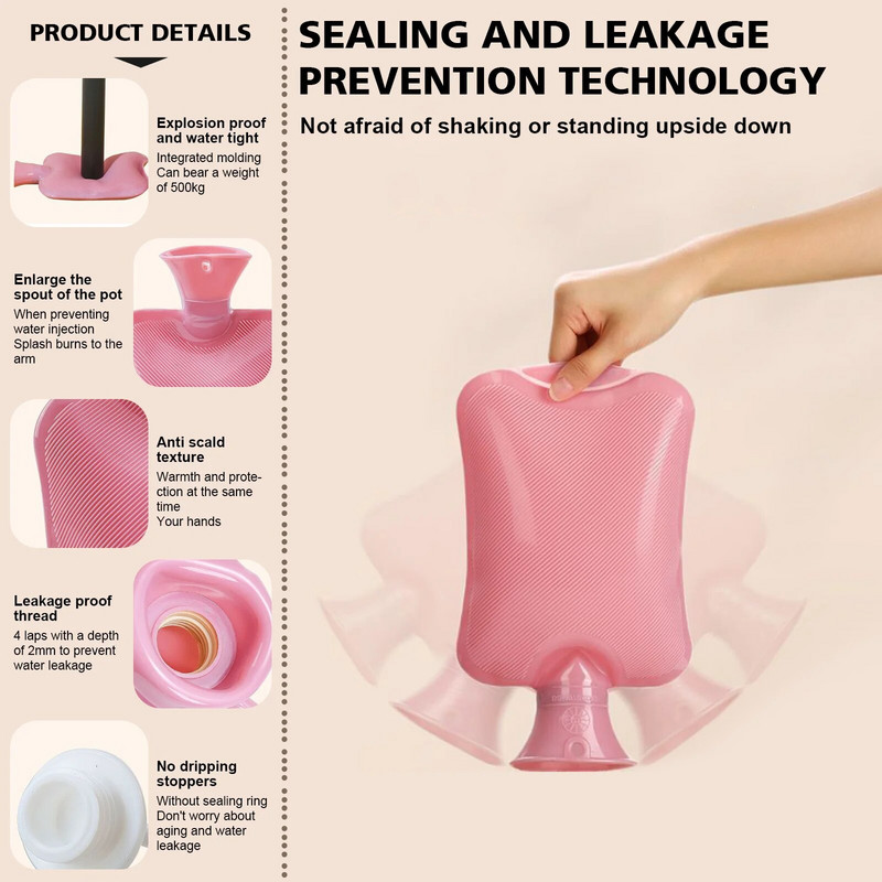 1000/2000 ml suur kuumaveekott koos kaanega grillide jaoks Talvine kätesoojendaja Plahvatuskindel korduvkasutatav kannukott kuuma vee jaoks