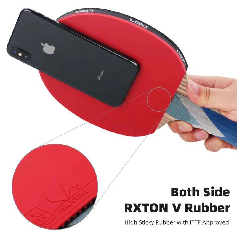 Loki RXTON R-Series 5/6/7 Star stalo teniso raketė, anglies balansas, įžeidžianti stalo teniso raketė, profesionali tuščiavidurė rankena