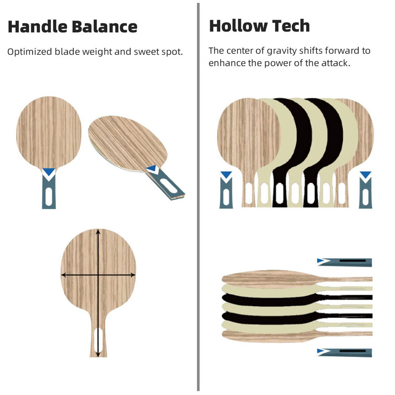 Loki RXTON R-Series 5/6/7 Star stalo teniso raketė, anglies balansas, įžeidžianti stalo teniso raketė, profesionali tuščiavidurė rankena