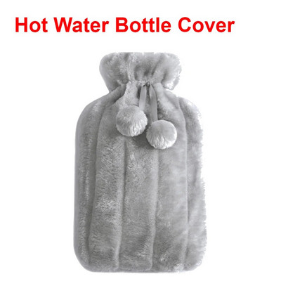 Pungă mare de apă caldă de 2000 ml cu capac pentru grătare, iarnă, pluș, pentru mâini și picioare, capac pentru sticle de apă, rezistent la explozie, pentru apă caldă