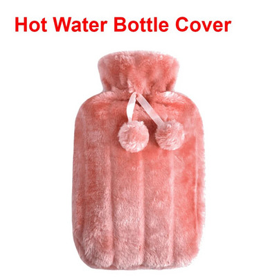 Pungă mare de apă caldă de 2000 ml cu capac pentru grătare, iarnă, pluș, pentru mâini și picioare, capac pentru sticle de apă, rezistent la explozie, pentru apă caldă