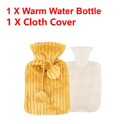 Pungă mare de apă caldă de 2000 ml cu capac pentru grătare, iarnă, pluș, pentru mâini și picioare, capac pentru sticle de apă, rezistent la explozie, pentru apă caldă