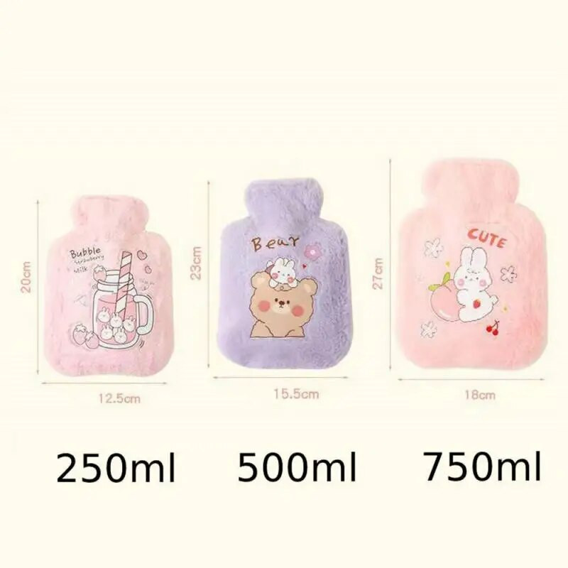250/500/750ml Karstā ūdens pudele plīša multene Kawaii Bear Kat Trusis Dzīvnieku raksts Biezs karstā ūdens maisiņš Rokas Pēdas Ziemas Silts