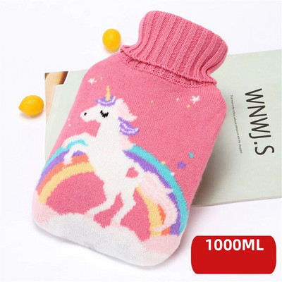Sticlă de apă fierbinte de Crăciun Husă tricotată Încălzitor pentru mâini Încălzitor pentru mâini, sac de apă de uz casnic, capac de protecție, Încălzitor pentru mâini, 1000 ml