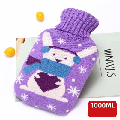 Sticlă de apă fierbinte de Crăciun Husă tricotată Încălzitor pentru mâini Încălzitor pentru mâini, sac de apă de uz casnic, capac de protecție, Încălzitor pentru mâini, 1000 ml
