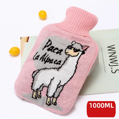 Sticlă de apă fierbinte de Crăciun Husă tricotată Încălzitor pentru mâini Încălzitor pentru mâini, sac de apă de uz casnic, capac de protecție, Încălzitor pentru mâini, 1000 ml