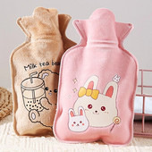 350ml Cartoon βελούδινη γέμιση ζεστού νερού σακούλες για κορίτσια Χειμερινή θερμότητα Χεριού Φορητό επαναχρησιμοποιήσιμο μπουκάλι σφράγισης ζεστού νερού με έγχυση
