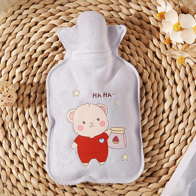 350ml Cartoon βελούδινη γέμιση ζεστού νερού σακούλες για κορίτσια Χειμερινή θερμότητα Χεριού Φορητό επαναχρησιμοποιήσιμο μπουκάλι σφράγισης ζεστού νερού με έγχυση