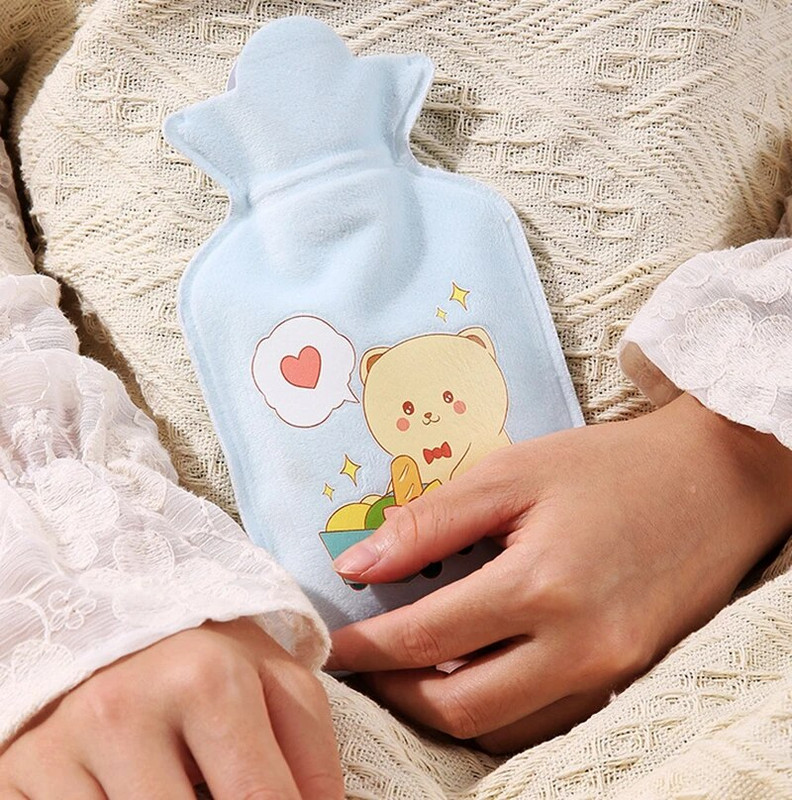 350ml Cartoon βελούδινη γέμιση ζεστού νερού σακούλες για κορίτσια Χειμερινή θερμότητα Χεριού Φορητό επαναχρησιμοποιήσιμο μπουκάλι σφράγισης ζεστού νερού με έγχυση