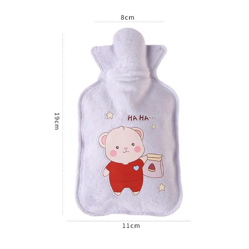350ml Cartoon βελούδινη γέμιση ζεστού νερού σακούλες για κορίτσια Χειμερινή θερμότητα Χεριού Φορητό επαναχρησιμοποιήσιμο μπουκάλι σφράγισης ζεστού νερού με έγχυση