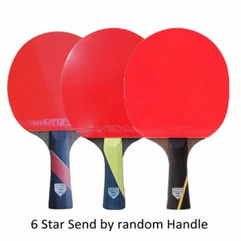 Huieson 5/6 Star Комплект ракети за тенис на маса Ракети за пинг-понг Дълга дръжка Къса дръжка Двойно лице Пъпки Гумени гуми с чанта