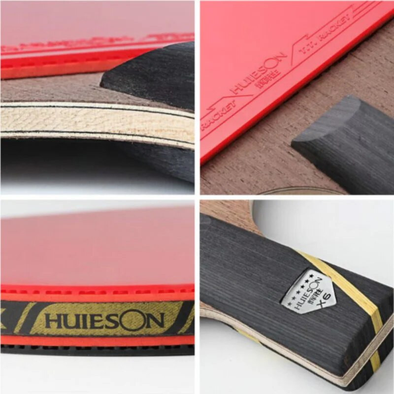 Huieson 5/6 zvaigžņu galda tenisa rakešu komplekti galda tenisa raketes ar garu rokturi, īsu rokturi, dubultās pūtītes gumijas ar maisiņu