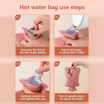 Чанта за гореща вода Топличка за ръце и крака Топлинка за ръце и крака Непропусклива изолирана, устойчива на висока температура водна торбичка Удебелен плюшен дизайн