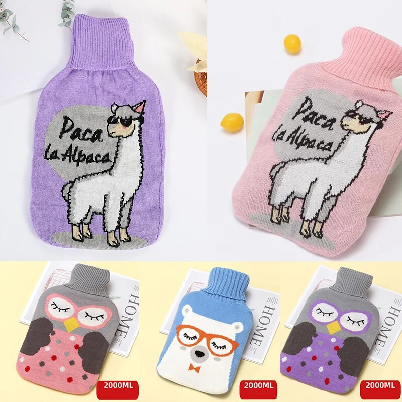 1PC 2000ML Karstā ūdens maisa vāciņš Silts rokassomas audums Silts rokas maisiņš Pretpiedeguma adatas Web Cover Silts Bez karstā ūdens pudelēm