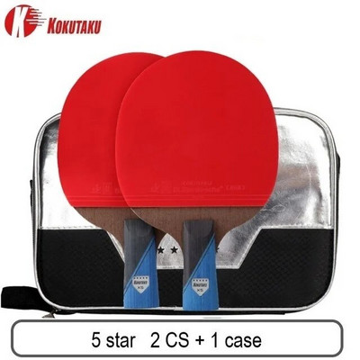 KOKUTAKU ITTF Professional 4/5/6 Star Ping Pong Racheta Carbon Racheta Tenis de Masa Set Bat Paddle Set Cosuri In Cauciuc Cu Sac