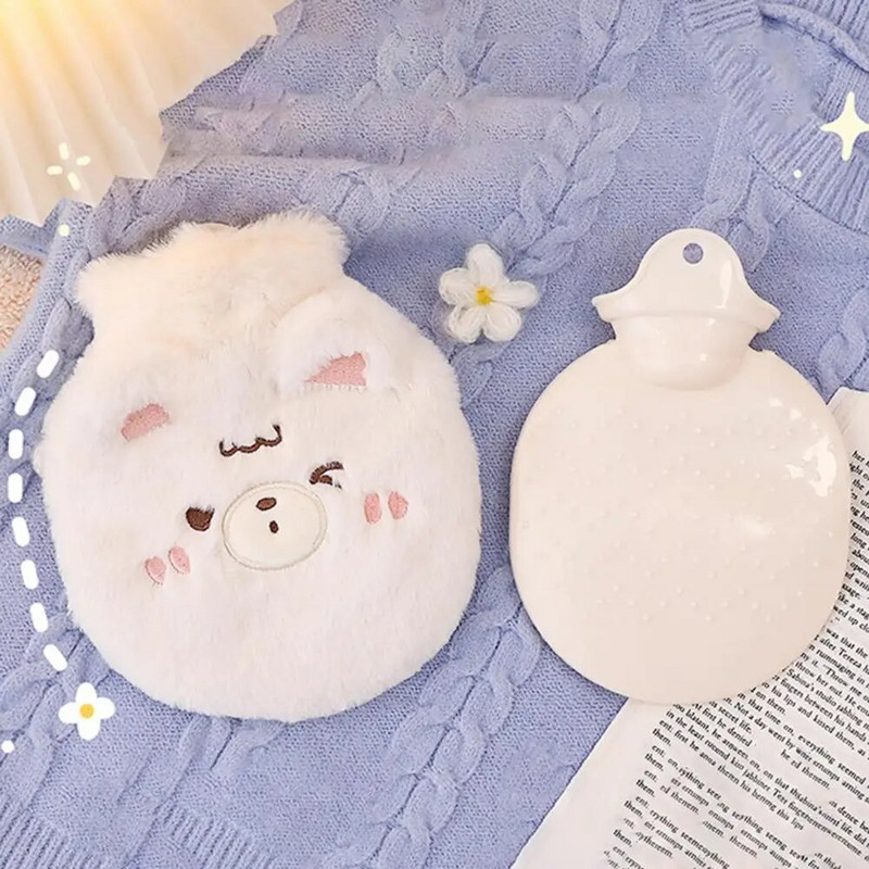 350 ml ķīniešu Jaunais gads 2023 karstā ūdens maisiņš, pārnēsājams multfilmas noņemama jauka dzīvnieku plīša karstā ūdens pudele mājsaimniecībai