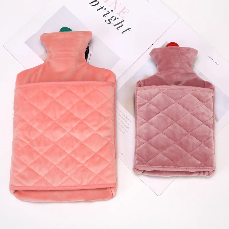 2 literes téli melegvizes palack plüss fedél vastag melegvizes táska meleg és hideg kompresszióhoz ágymelegítő kézlábak melegen tartanak kivehető