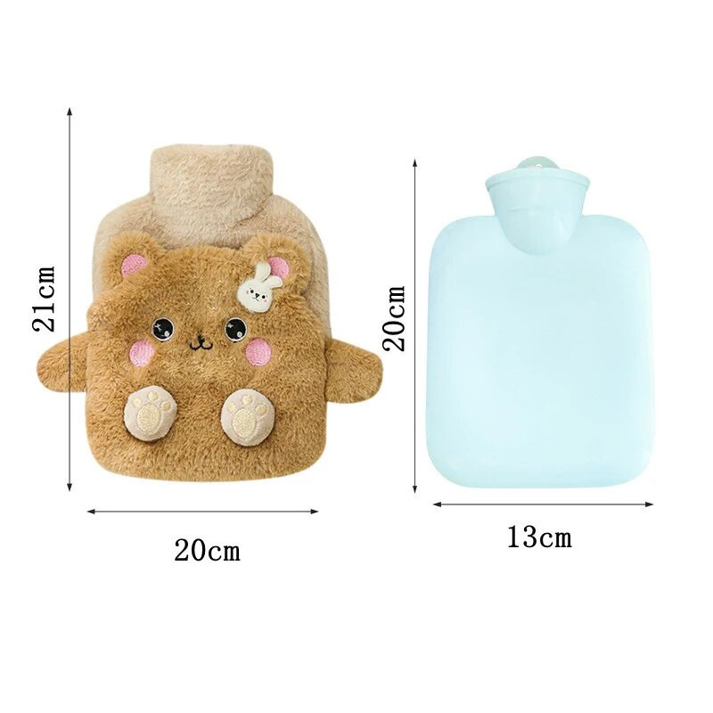Μπουκάλι ζεστού νερού Cartoon Cute Animals για με κάλυμμα Μαλακό βελούδινο χειμωνιάτικο θερμαντήρα χεριών που γεμίζει νερό για τον πόνο της περιόδου