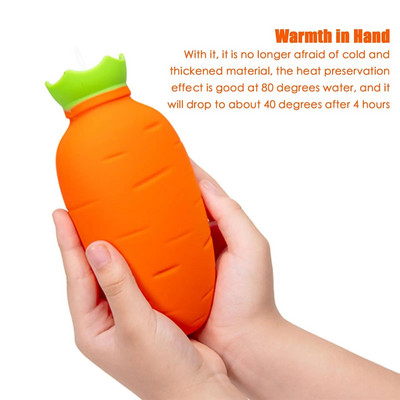 330 мл силиконова микровълнова нагревателна торбичка за зимна гореща вода, сладка анимационна форма на морков, горещ студен компрес, топла вода, топла коремна опаковка