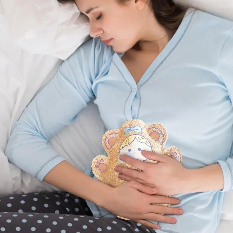 Siltā ūdens maisiņš 250 ml karikatūra siltā ūdens maisiņš ar skrūvējamu vāciņu Maza multfilma karstā ūdens pudele zīdaiņiem Atkārtoti lietojama plīša siltais ūdens