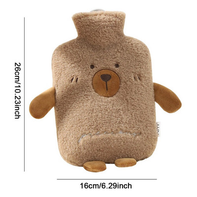 Χαριτωμένη τσάντα για μπουκάλι ζεστού νερού 500ml/1000ml Λούτρινο θερμαντήρα χεριών ώμου Αφαιρούμενο θερμαντήρα ποδιών χεριών με βελούδινο κάλυμμα για οικογενειακούς φίλους