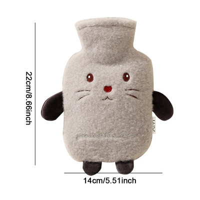 Χαριτωμένη τσάντα για μπουκάλι ζεστού νερού 500ml/1000ml Λούτρινο θερμαντήρα χεριών ώμου Αφαιρούμενο θερμαντήρα ποδιών χεριών με βελούδινο κάλυμμα για οικογενειακούς φίλους