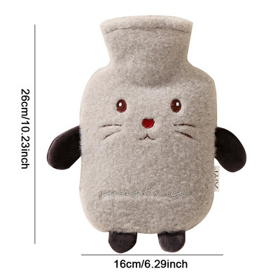 Χαριτωμένη τσάντα για μπουκάλι ζεστού νερού 500ml/1000ml Λούτρινο θερμαντήρα χεριών ώμου Αφαιρούμενο θερμαντήρα ποδιών χεριών με βελούδινο κάλυμμα για οικογενειακούς φίλους