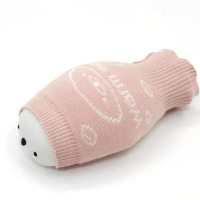 Cute Seal karstā ūdens maisiņš, 450 ml bez noplūdes, ilgstoša siltuma saglabāšana, mikroviļņu krāsnī pārnēsājams pārnēsājams karstā ūdens maisiņš ar vilnas piedurkni