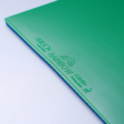 Huieson krāsainā varavīksnes galda tenisa gumijas loksne zaļa dzeltena zila krāsaina galda tenisa gumija ar 2,0 mm augsta blīvuma sūkli