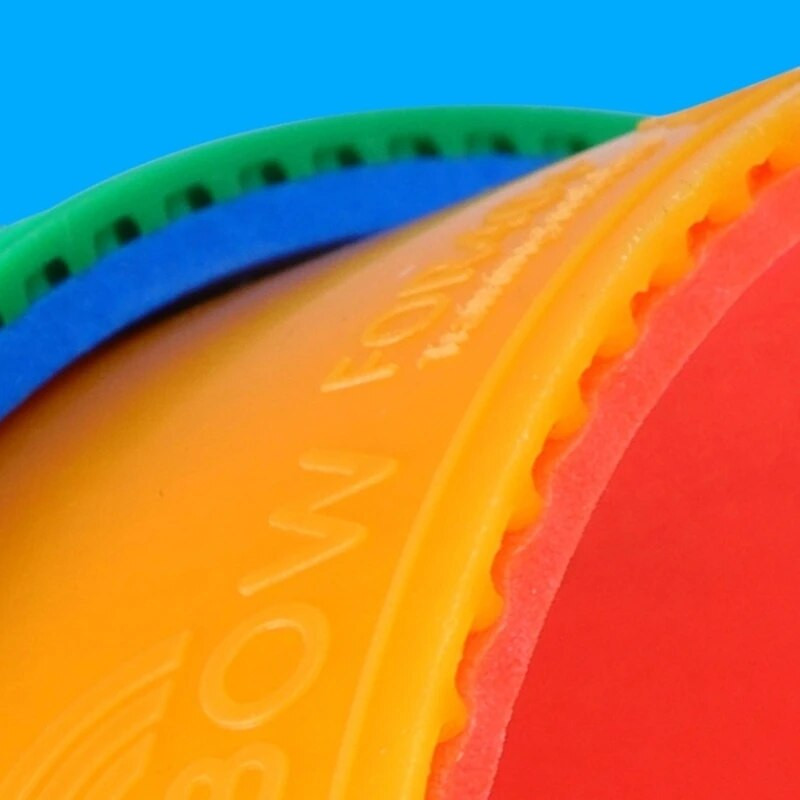 Huieson krāsainā varavīksnes galda tenisa gumijas loksne zaļa dzeltena zila krāsaina galda tenisa gumija ar 2,0 mm augsta blīvuma sūkli