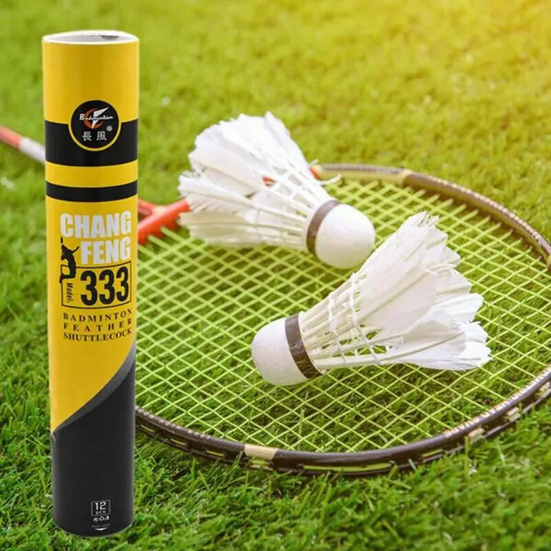 12 gab badmintona atspoles baltās pīles spalvas lidošanas stabilitāte izturīga atspoles lodīšu spalvu atspole iekštelpu āra spēle