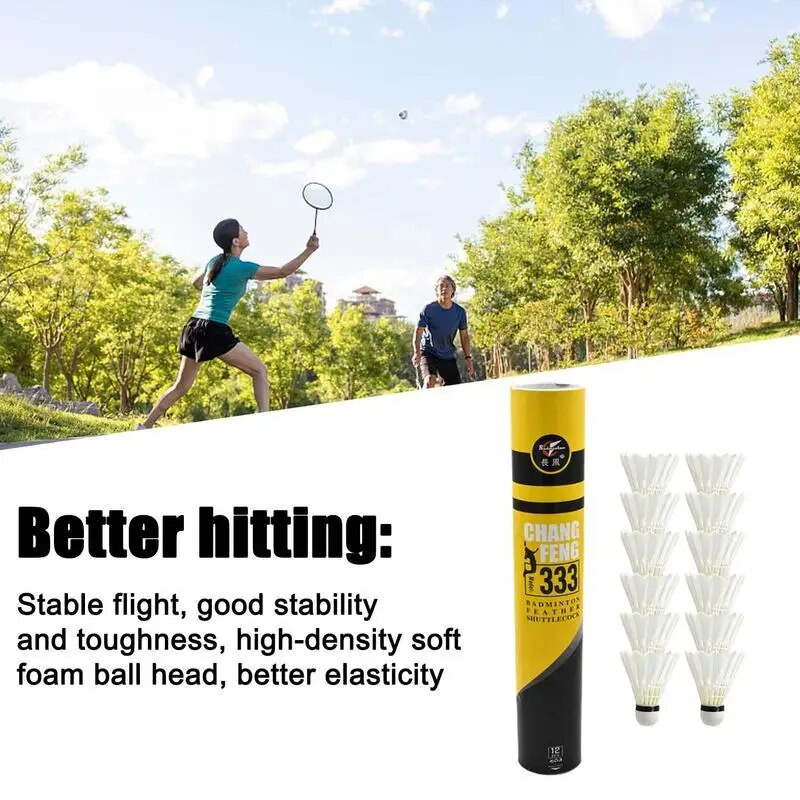 12 gab badmintona atspoles baltās pīles spalvas lidošanas stabilitāte izturīga atspoles lodīšu spalvu atspole iekštelpu āra spēle