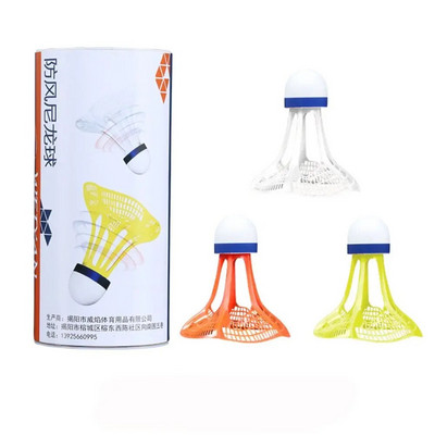 3 bucăți badminton rezistent la vânt, volan, bile, accesorii de antrenament, accesorii sportive, nailon, badminton multicolor