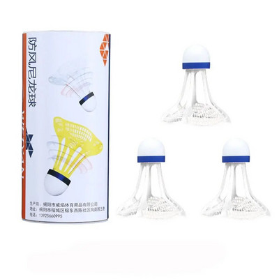 3 bucăți badminton rezistent la vânt, volan, bile, accesorii de antrenament, accesorii sportive, nailon, badminton multicolor