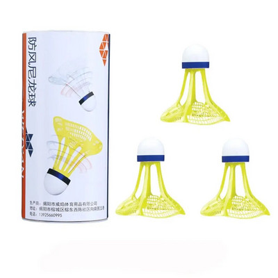 3 bucăți badminton rezistent la vânt, volan, bile, accesorii de antrenament, accesorii sportive, nailon, badminton multicolor