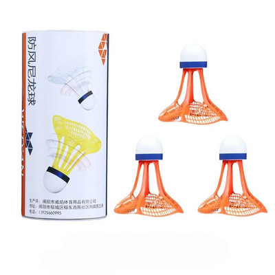 3 bucăți badminton rezistent la vânt, volan, bile, accesorii de antrenament, accesorii sportive, nailon, badminton multicolor