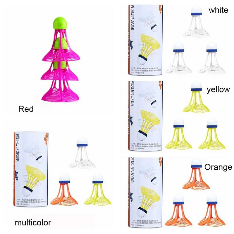 3Gb vēja necaurlaidīgs badmintons, vēja pretestība, atspoles bumbas treniņu piederumi sporta piederumi, daudzkrāsains neilona badmintons