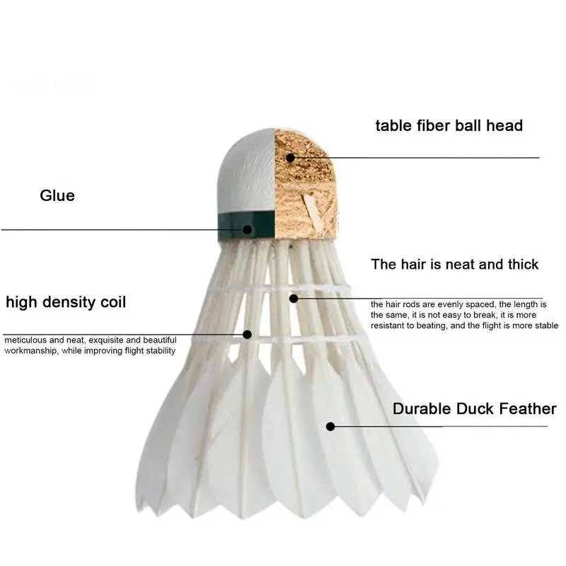 12 τμχ Αθλητικά εργαλεία μπάλας υψηλής ποιότητας Ρακέτα μπάντμιντον με μαλακή υφή Φτερό πάπιας για νέους παίκτες