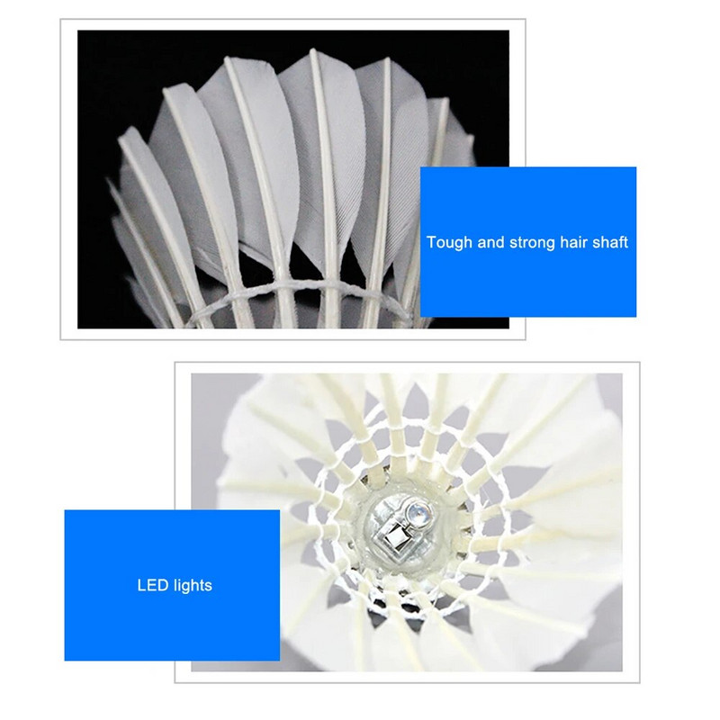 4/8 gab. Gaismas apgaismojums badmintona galva LED krāsaina zosu spalvu atspole āra sporta izklaide nakts treniņu balle
