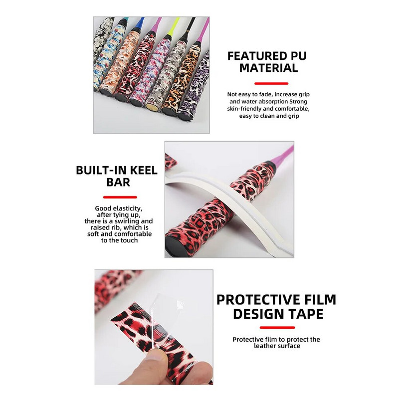 Tenisa rakešu pārsegumi Pretslīdēšanas sviedru lente Absorbēti Aptinumi Badmintona Rakešu OverGrip Makšķerēšanas Slidojošs sviedru joslas rokturis